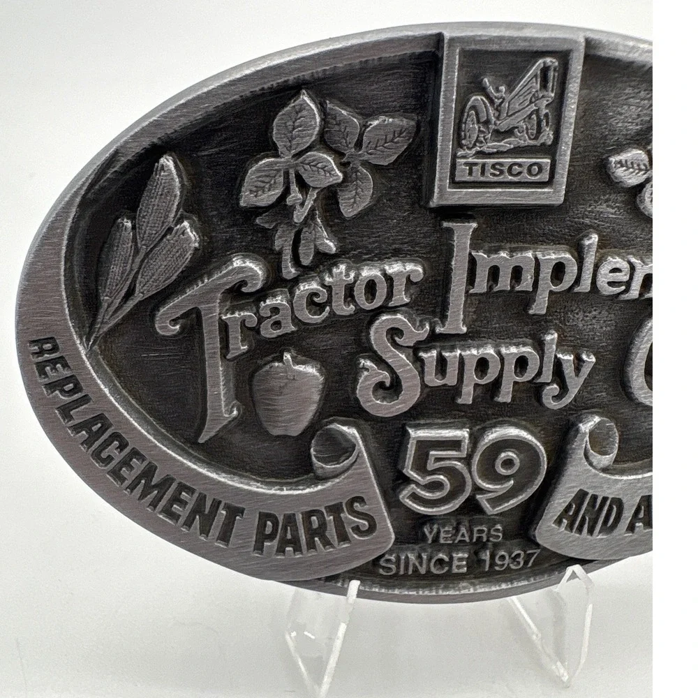 Tisco Tractor Implement Supply Co 59 Years Belt Buckle 1996 Vintage Pewter Tone‎